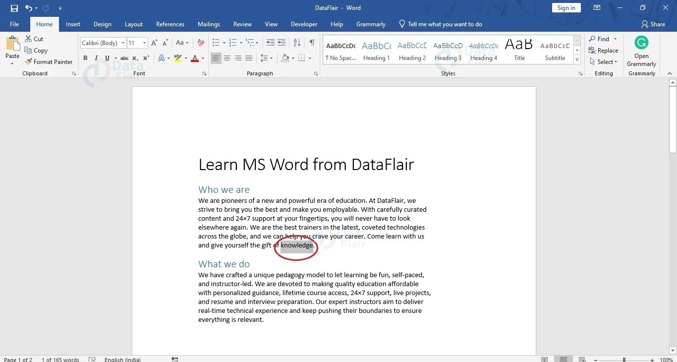How to use Thesaurus in a Word Document? DataFlair