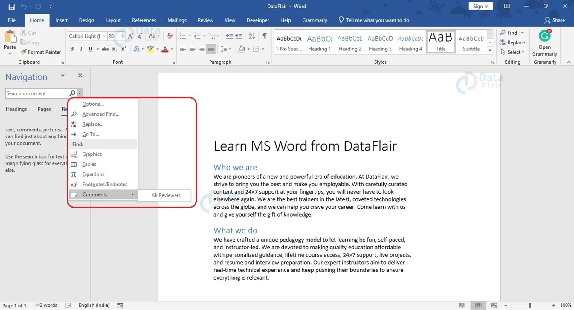 How to Search for Words in a Word document? - DataFlair