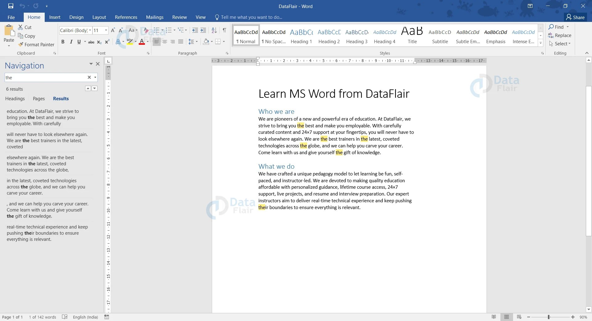 How to Search for Words in a Word document? - DataFlair