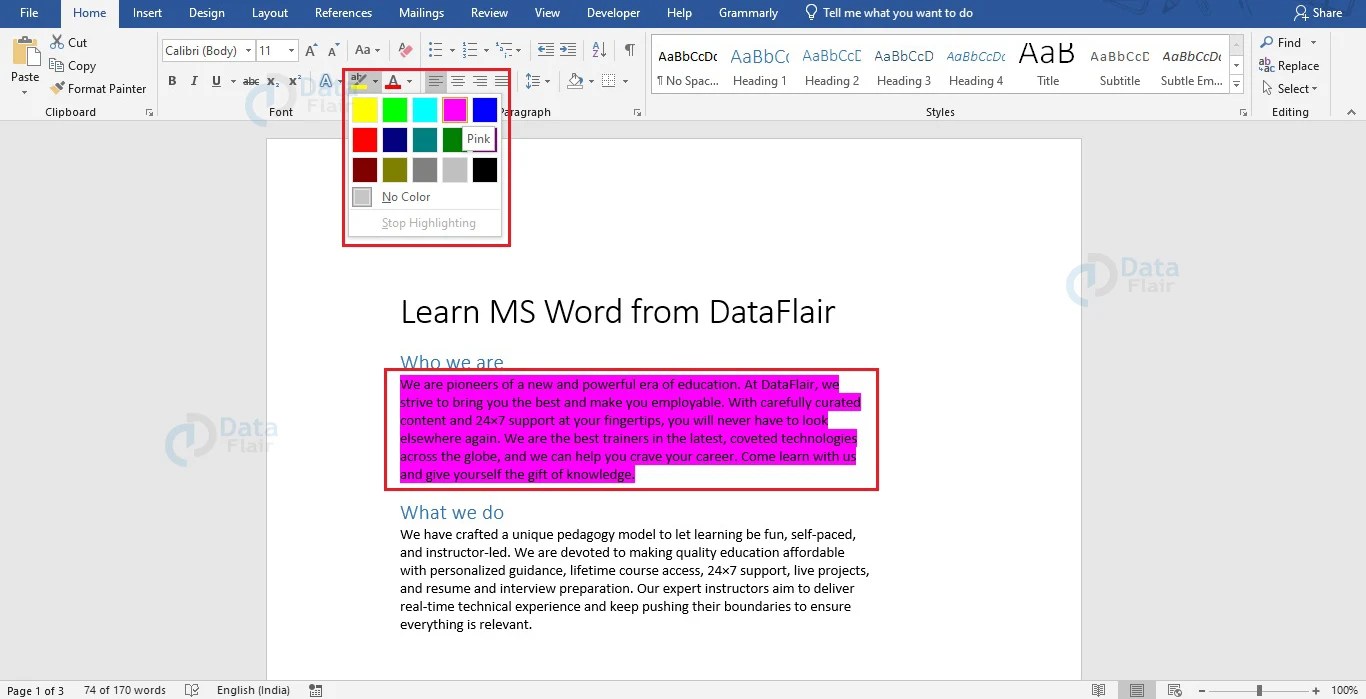Formatting Text in MS Word DataFlair