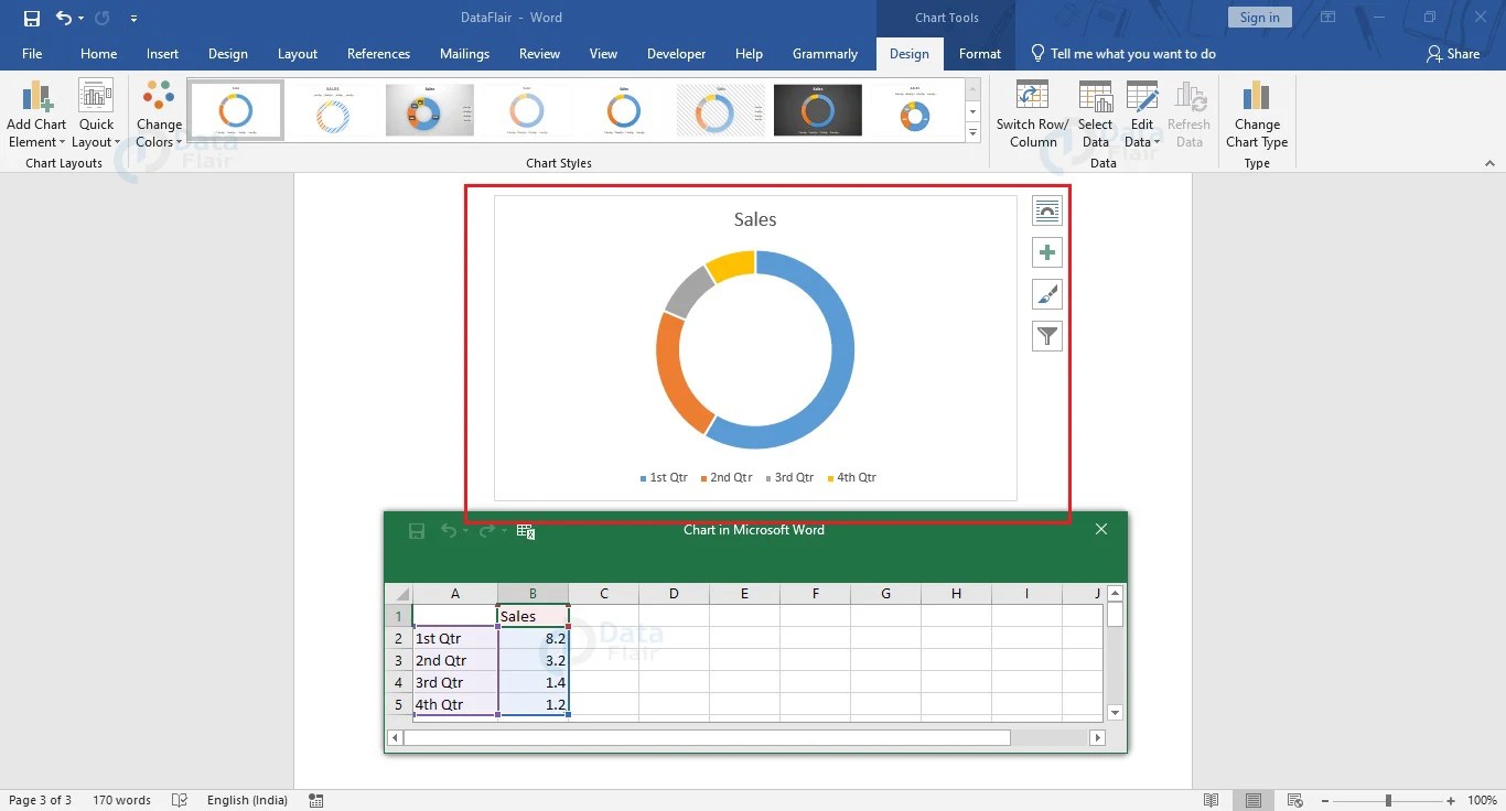 How to create Pie chart in Word? - DataFlair