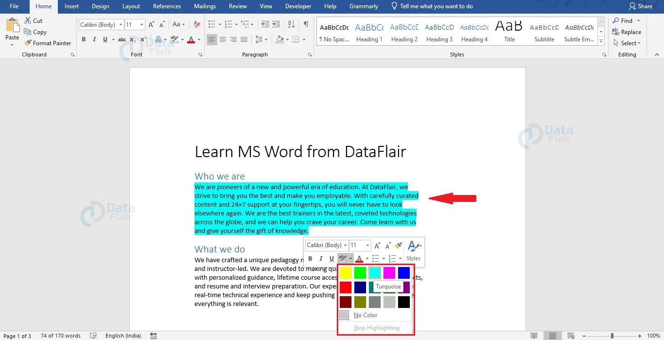 Formatting Text in MS Word DataFlair