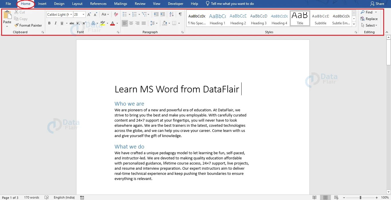 Formatting Text in MS Word DataFlair