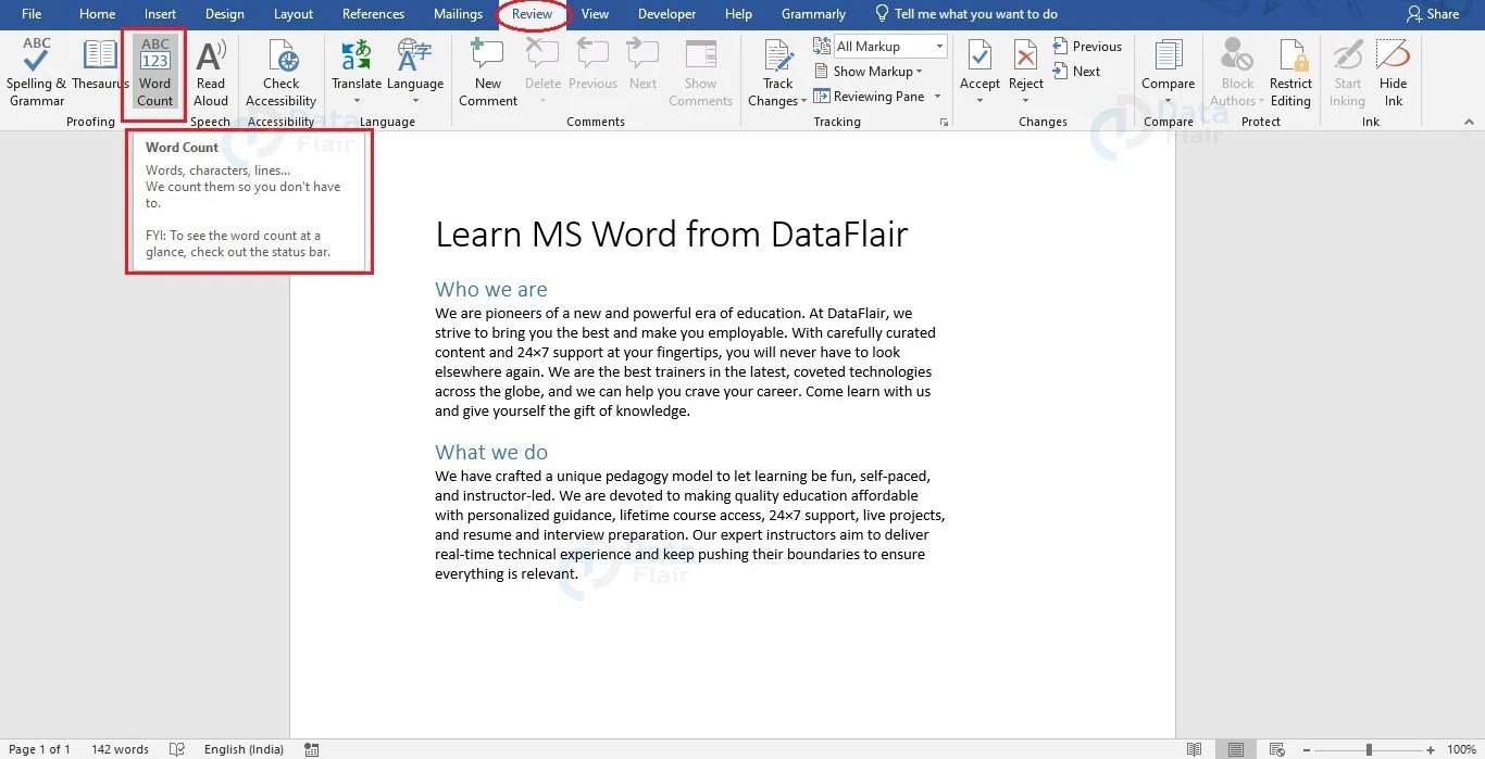 How to Count Number of Characters in a Word document? DataFlair