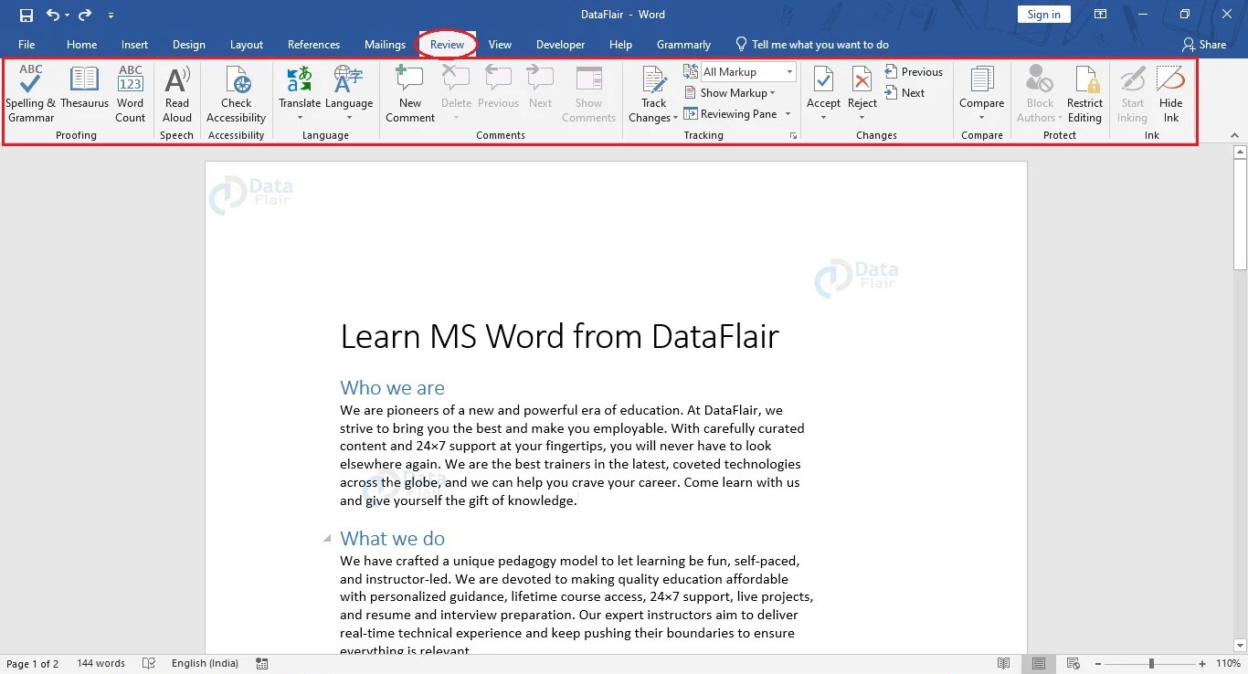 How to Insert or Remove the Comments in Word? DataFlair