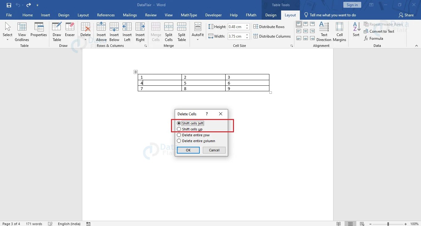 How to add rows and columns in a table in Word? DataFlair