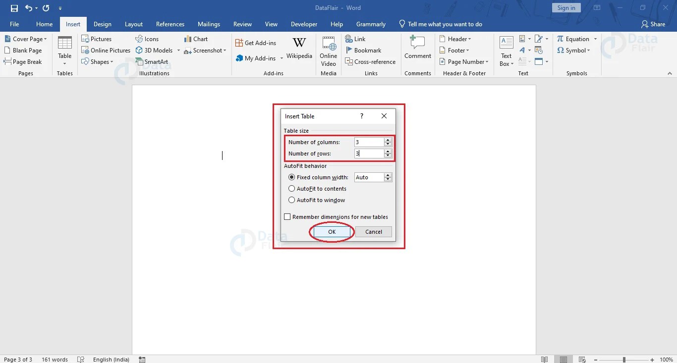 How to add rows and columns in a table in Word? DataFlair