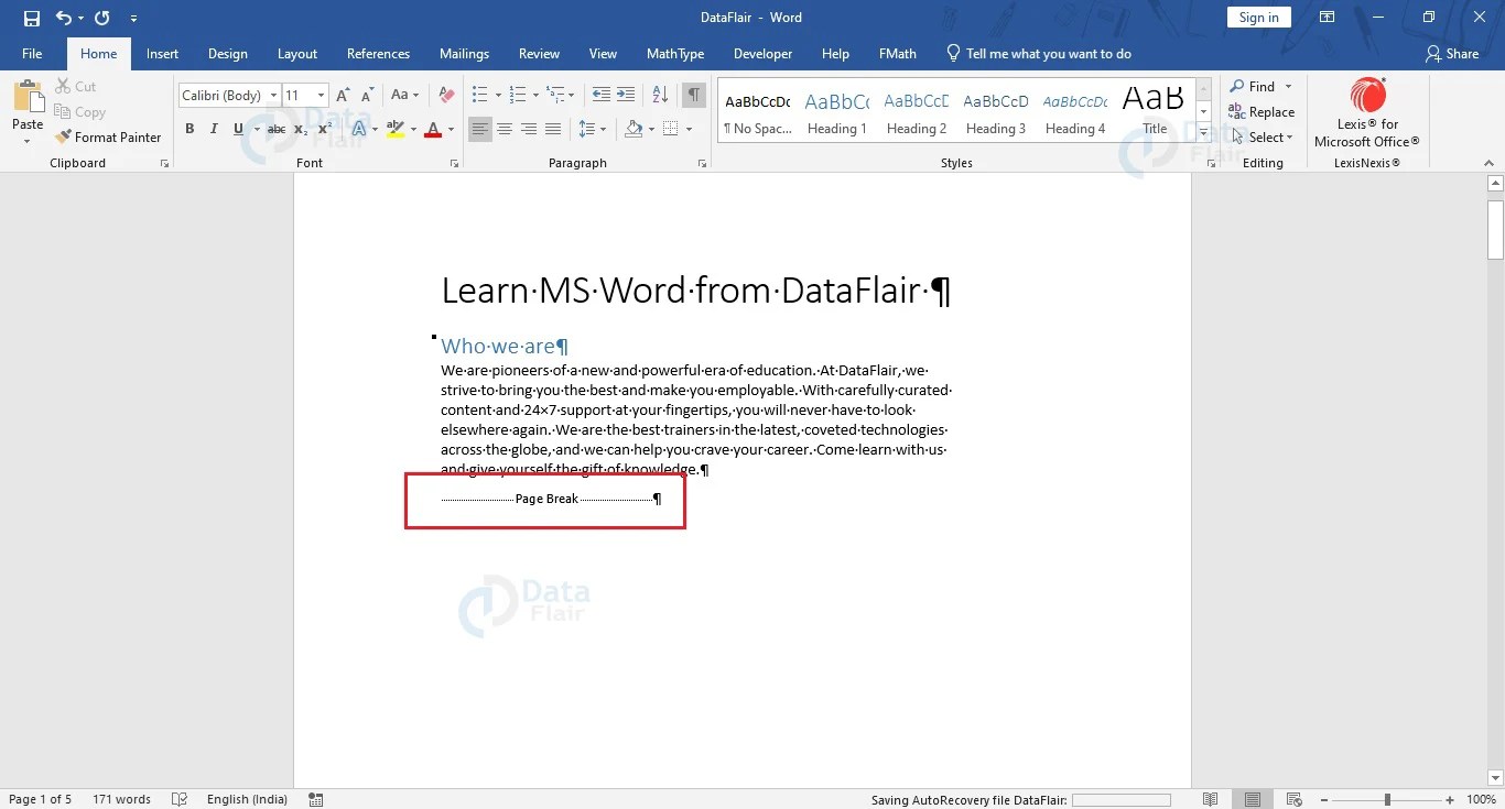 How to Add and Remove Page Break in Word? DataFlair