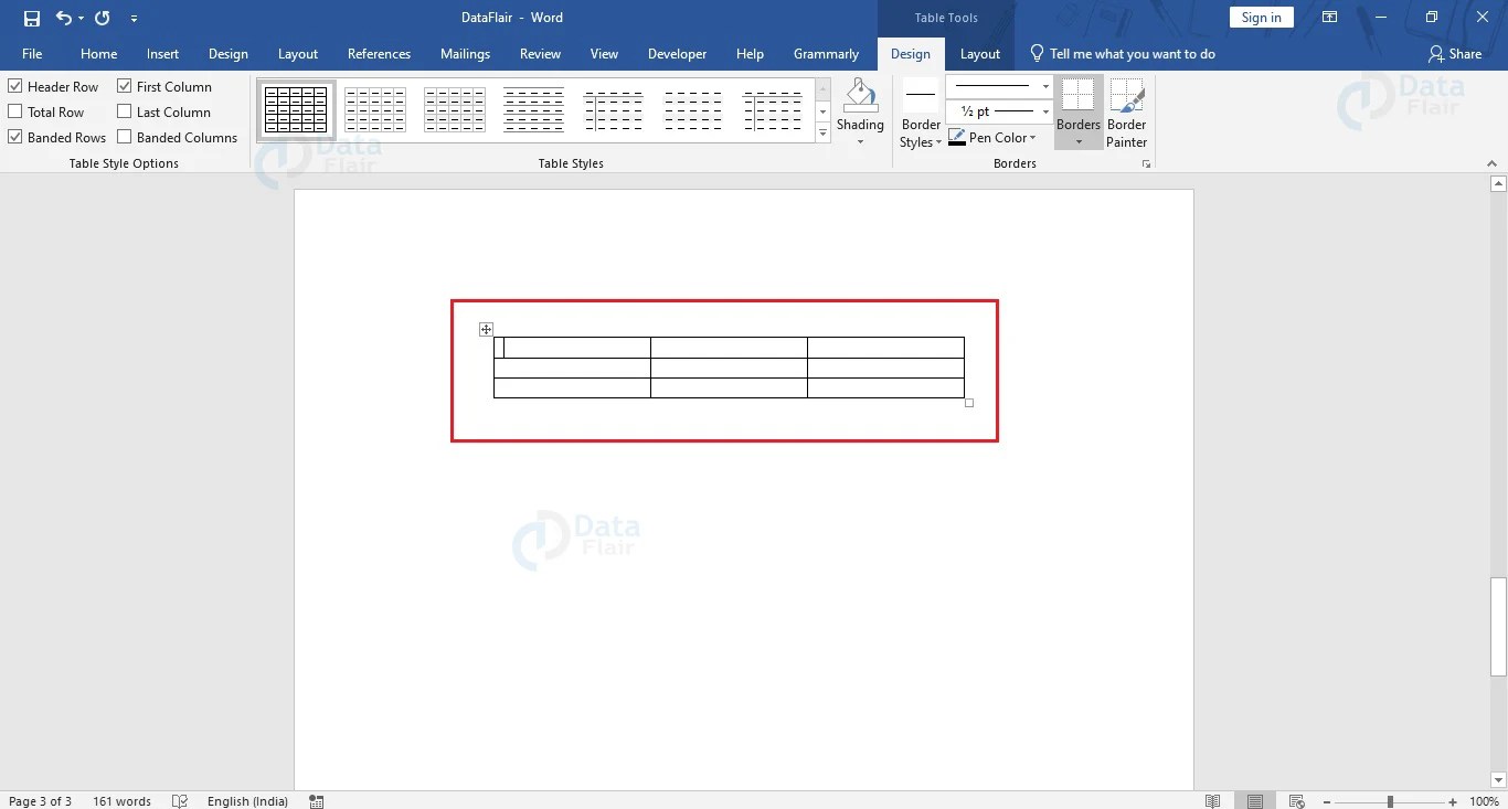 How to add rows and columns in a table in Word? DataFlair