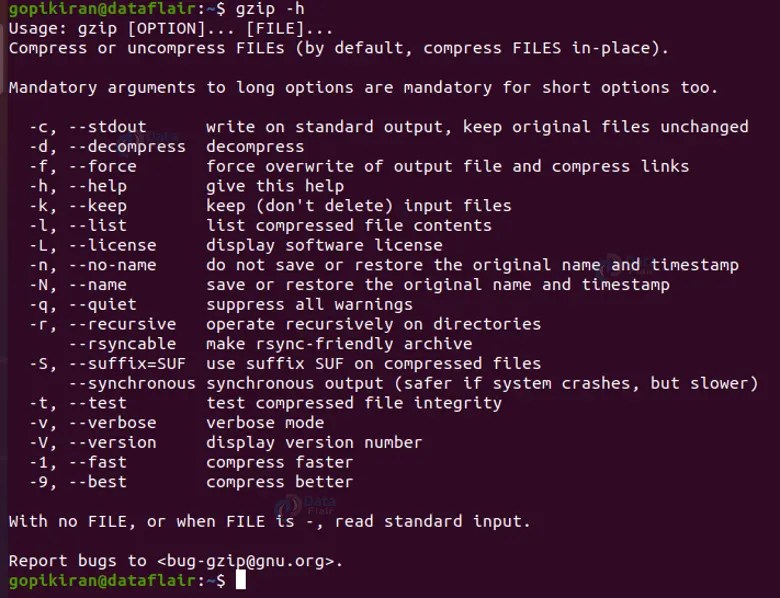 Gzip Command in Linux DataFlair