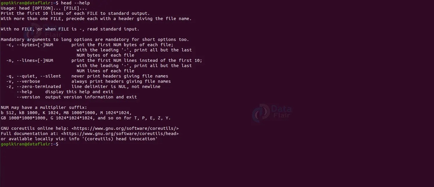 Head Command in Linux DataFlair