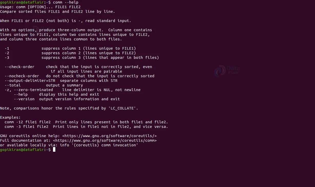 Comm Command in Linux DataFlair