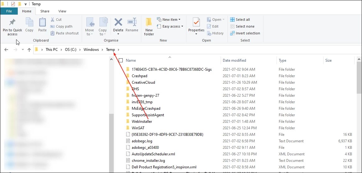 Delete temp folder in appdata Windows 10