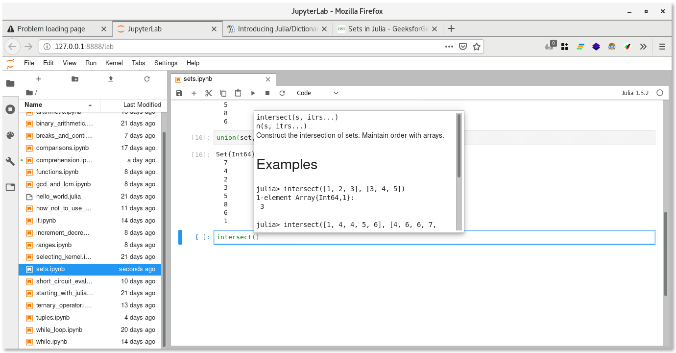 Help and in Jupyter Lab Data Science With Julia