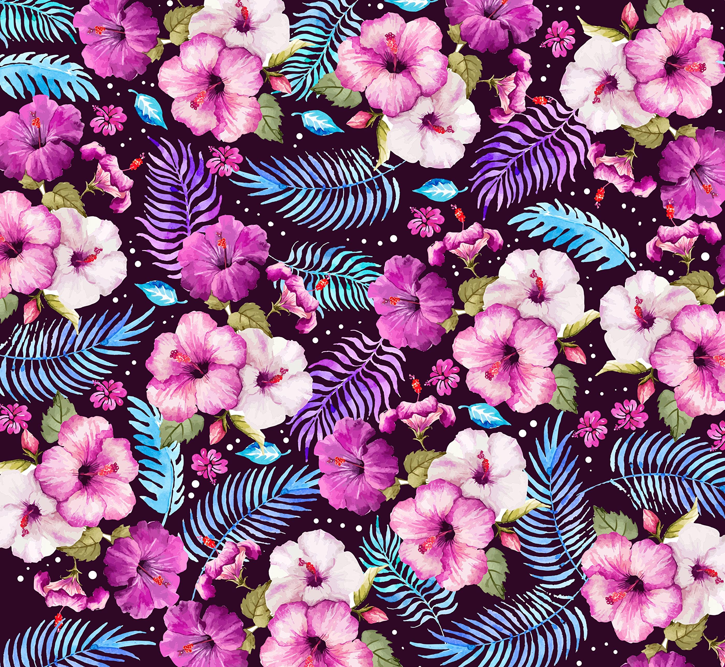 wallpaper flowers, leaves, pattern, art HD Widescreen High