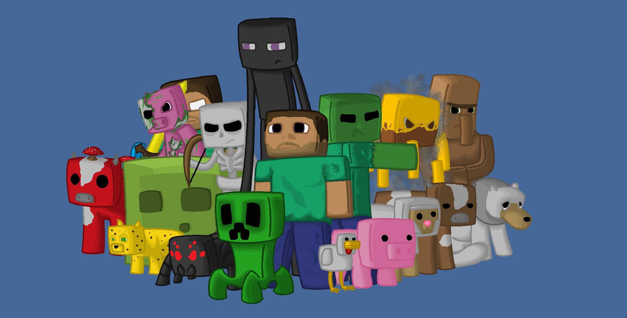 wallpaper minecraft, personaggi, giochi, pixel, java hd