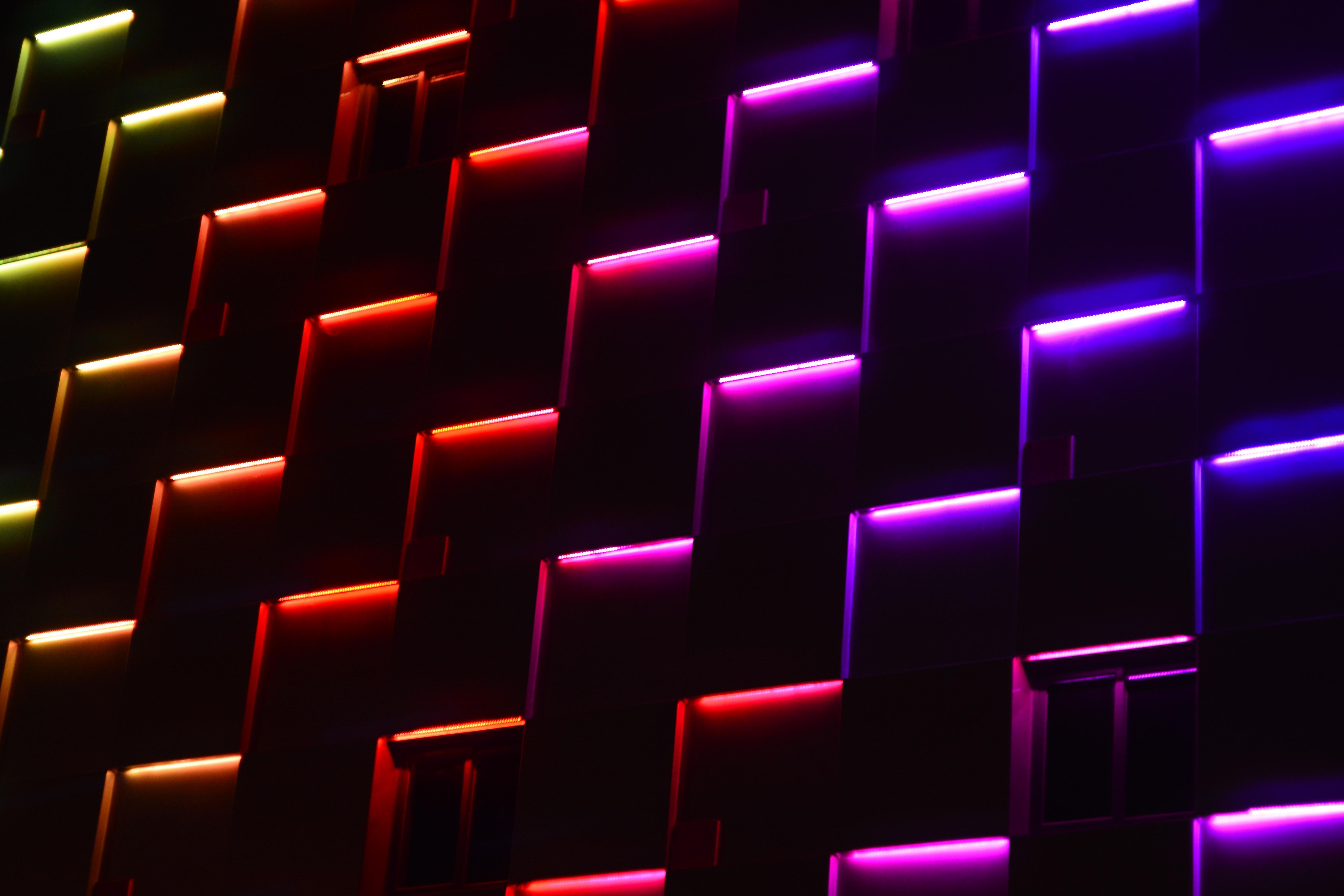 wallpaper neon, lights, dark, forms HD Widescreen High Definition