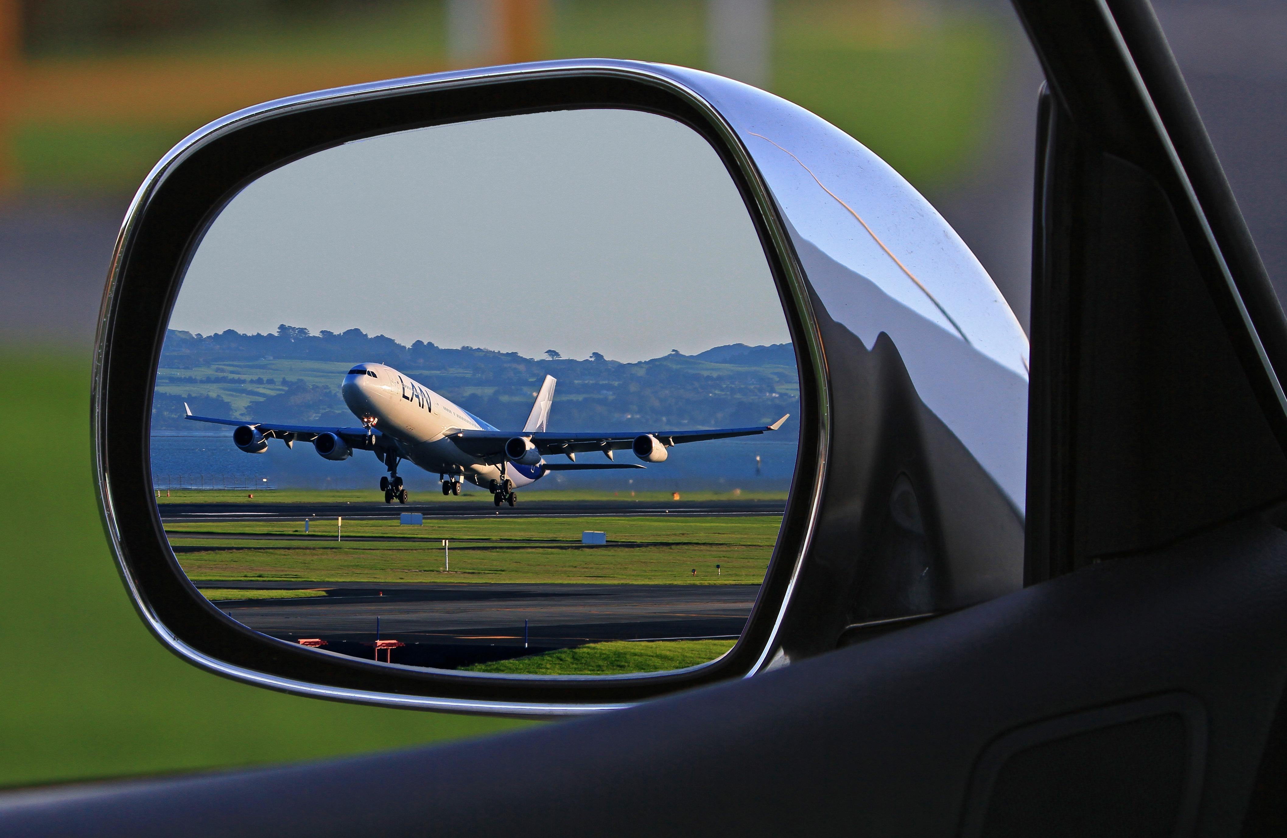 wallpaper plane, car, mirror, reflection HD Widescreen High