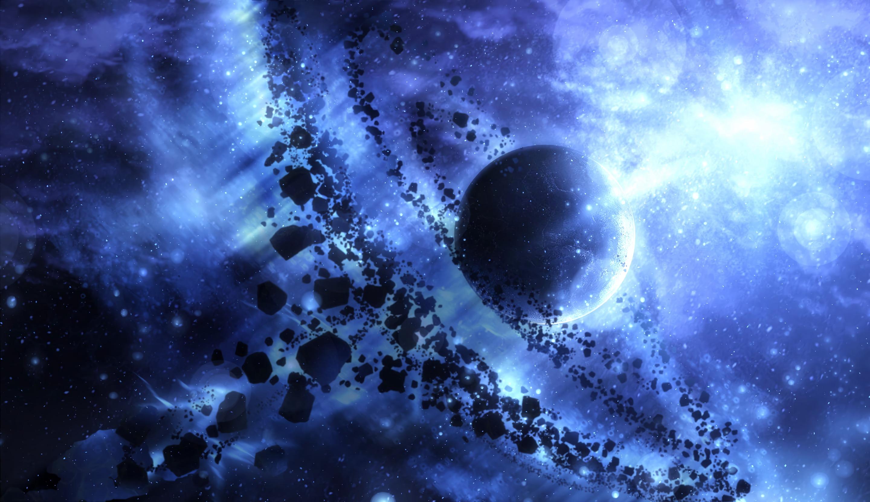 wallpaper space, asteroids, light, flash hd widescreen high