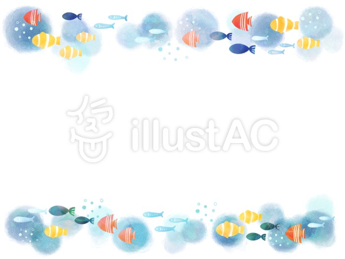 海と泳ぐ魚のフレーム海と（上下）イラスト - No: 1560371／無料イラストなら「イラストAC」