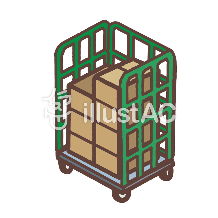 ダンボールがのったカゴラックイラスト No 1576551／無料イラストなら「イラストAC」