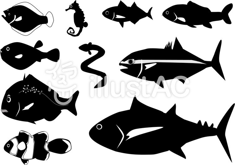 魚 シルエットイラスト No 1191111／無料イラストなら「イラストAC」