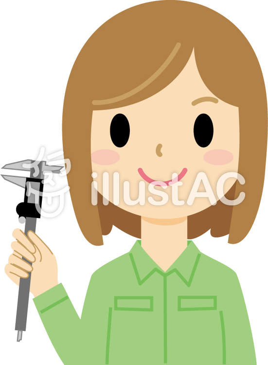 ノギスを持つ女性（作業着）イラスト No 1270450／無料イラストなら「イラストAC」