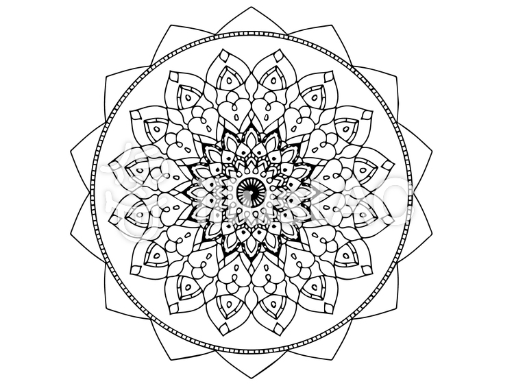 大人の塗り絵 曼陀羅 2イラスト No 1892365／無料イラストなら「イラストAC」