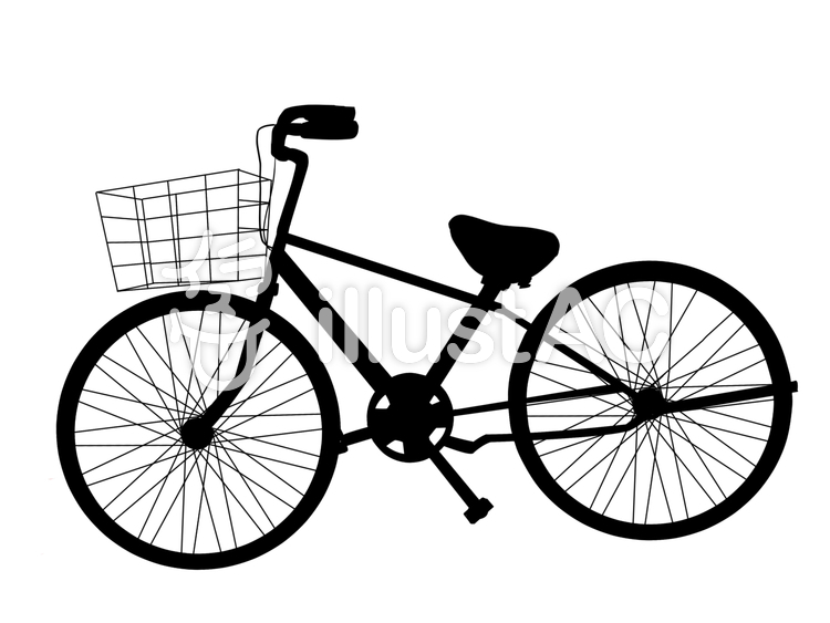 自転車白黒2イラスト No 728820／無料イラストなら「イラストAC」