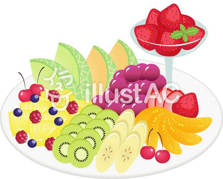 フルーツ盛り合わせイラスト No 1390594／無料イラストなら「イラストAC」