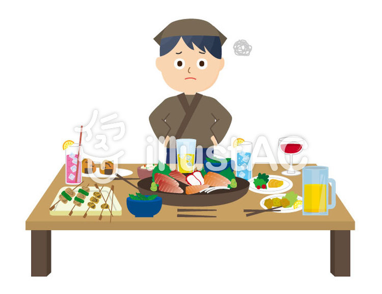 食品ロスと食べ残し 居酒屋の忘年会イラスト No 1311242／無料イラストなら「イラストAC」