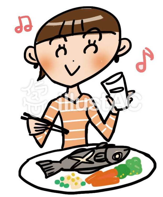 魚を食べるイラスト No 1140625／無料イラストなら「イラストAC」