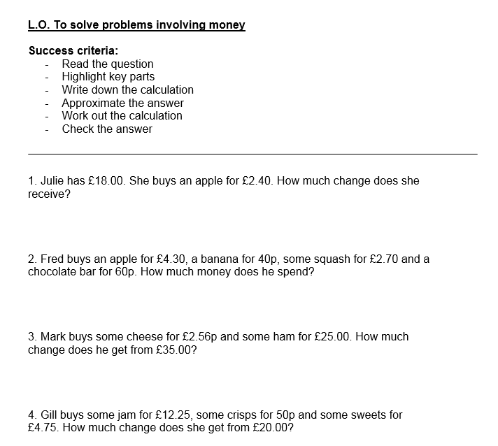 Money word problems Content ClassConnect