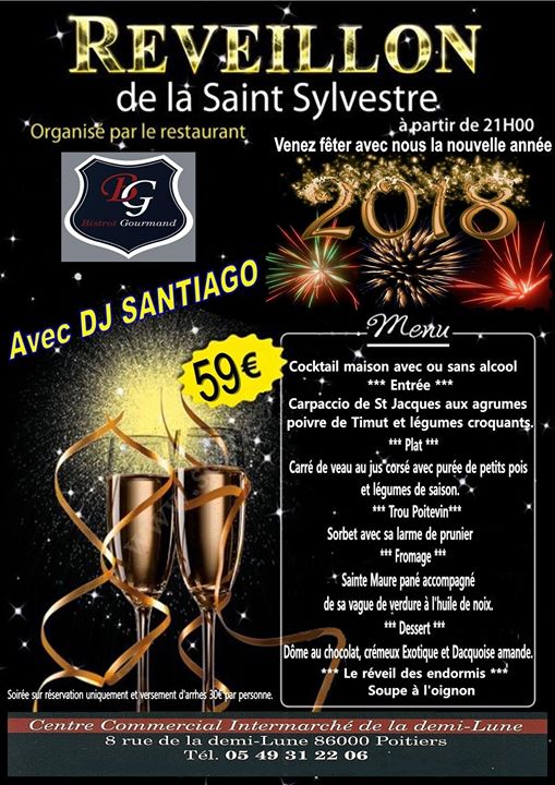 Réveillon de La Saint Sylvestre au Bistrot Gourmand à Poitiers Le