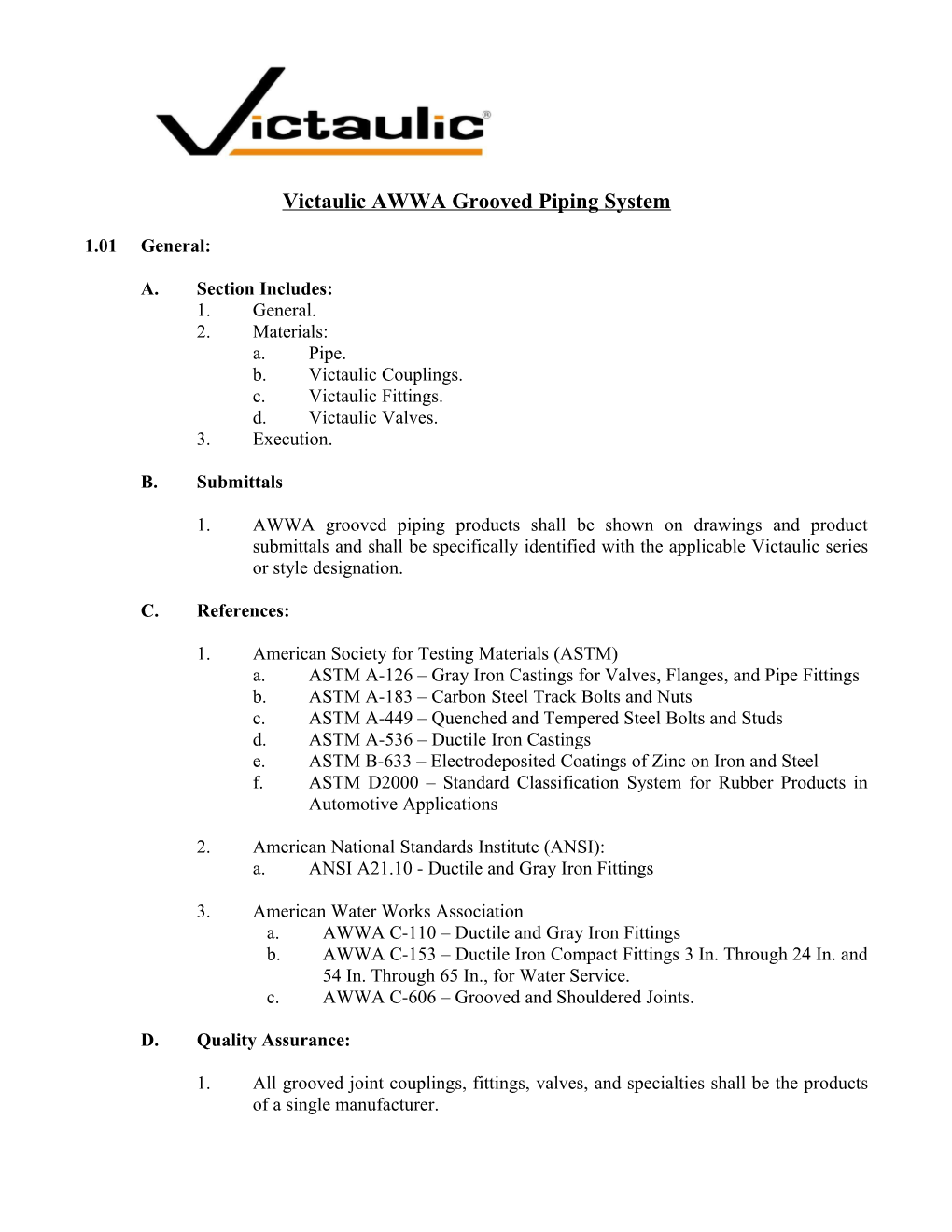 Victaulic AWWA Grooved Piping System Docest