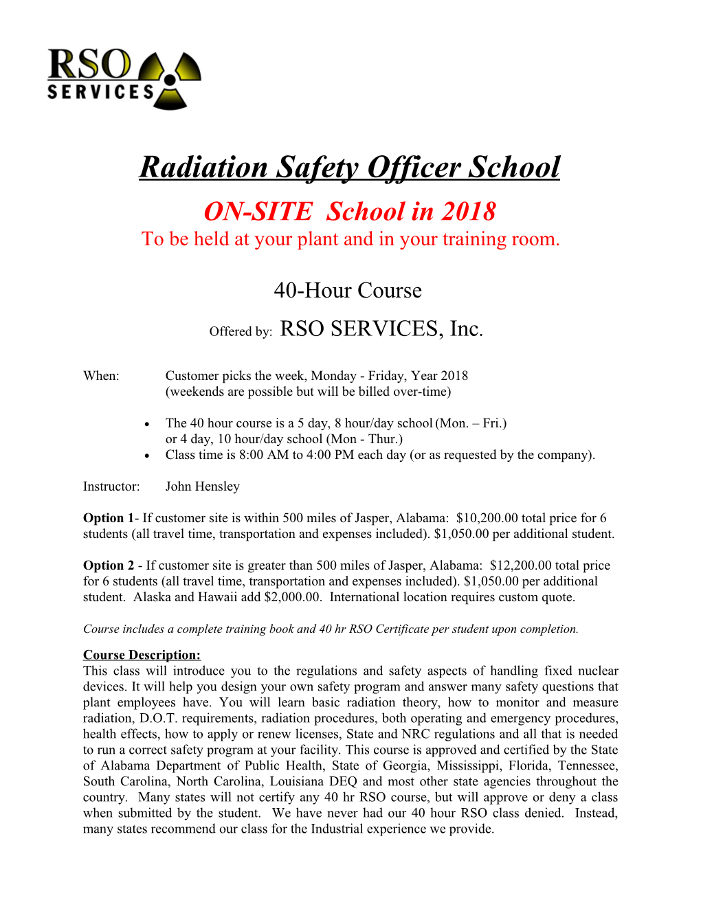 Radiation Safety Officer Training DocsLib