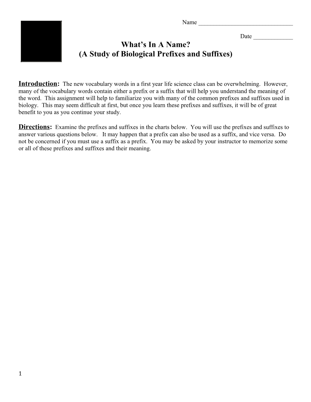 A Study of Biological Prefixes and Suffixes - DocsLib