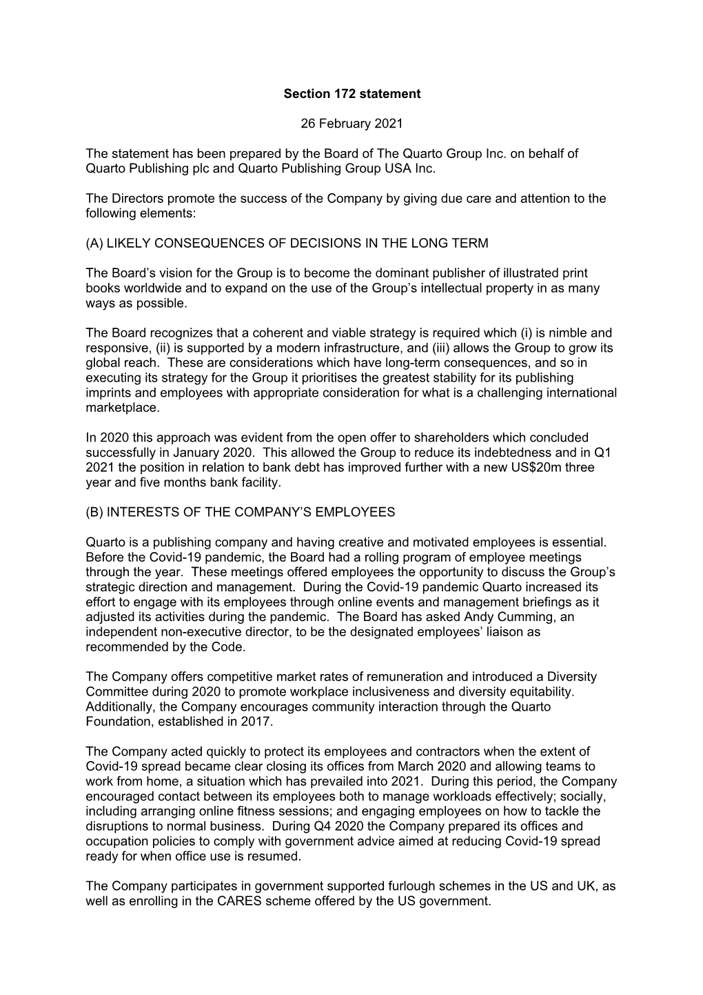 Section 172 Statement DocsLib