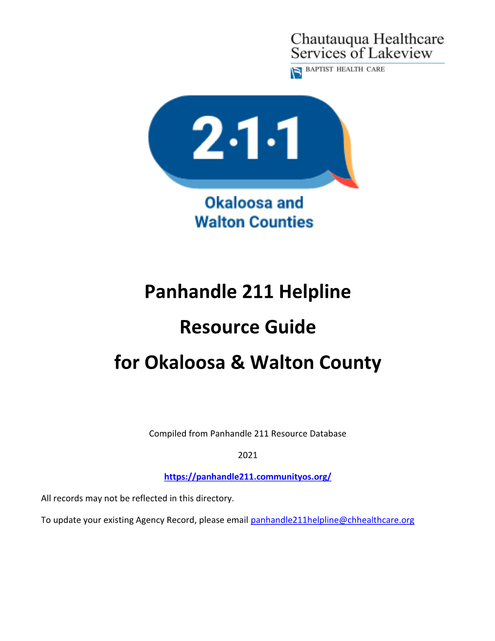 Panhandle 211 Helpline Resource Guide for Okaloosa & Walton County