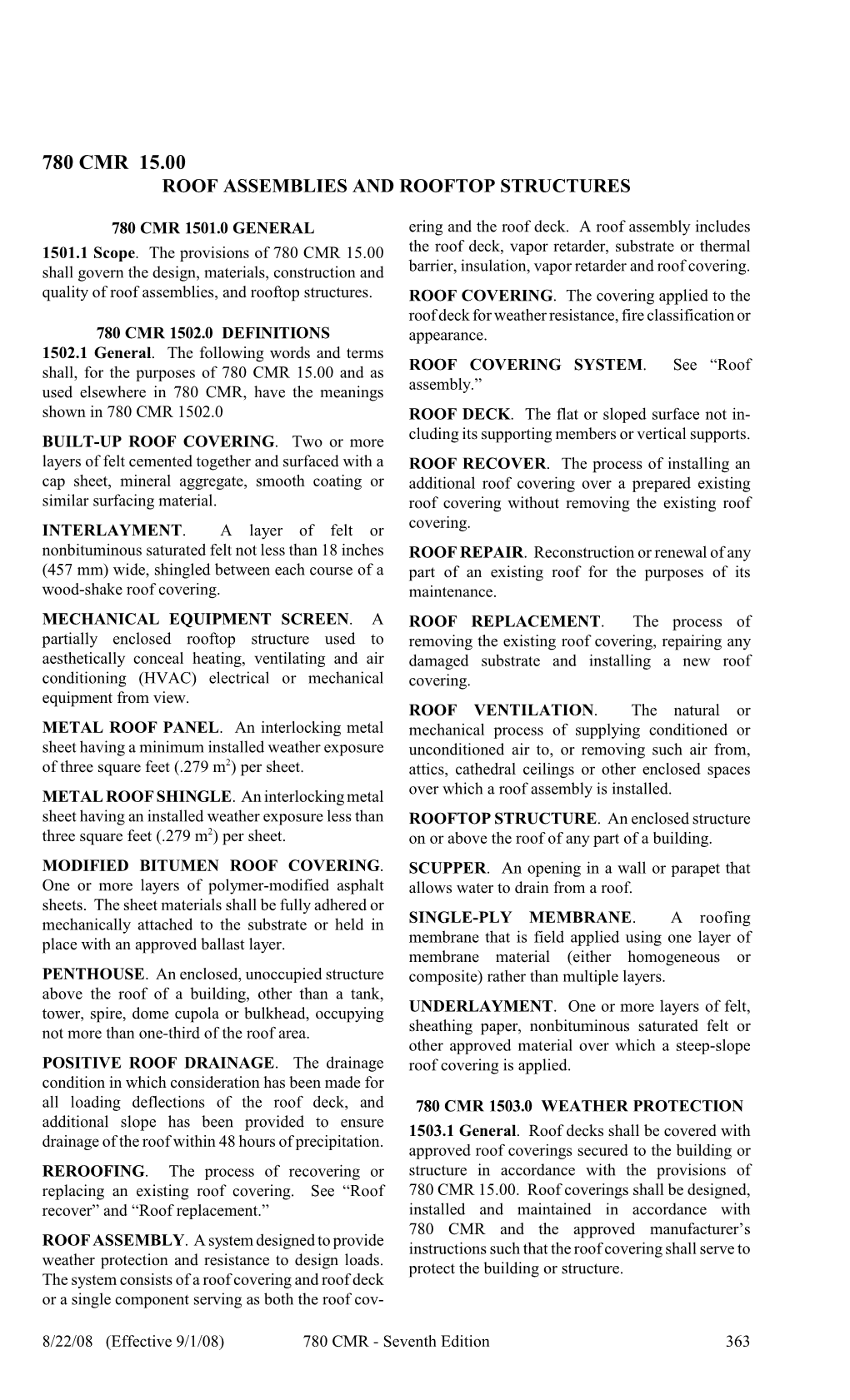780 Cmr 15.00 Roof Assemblies and Rooftop Structures DocsLib