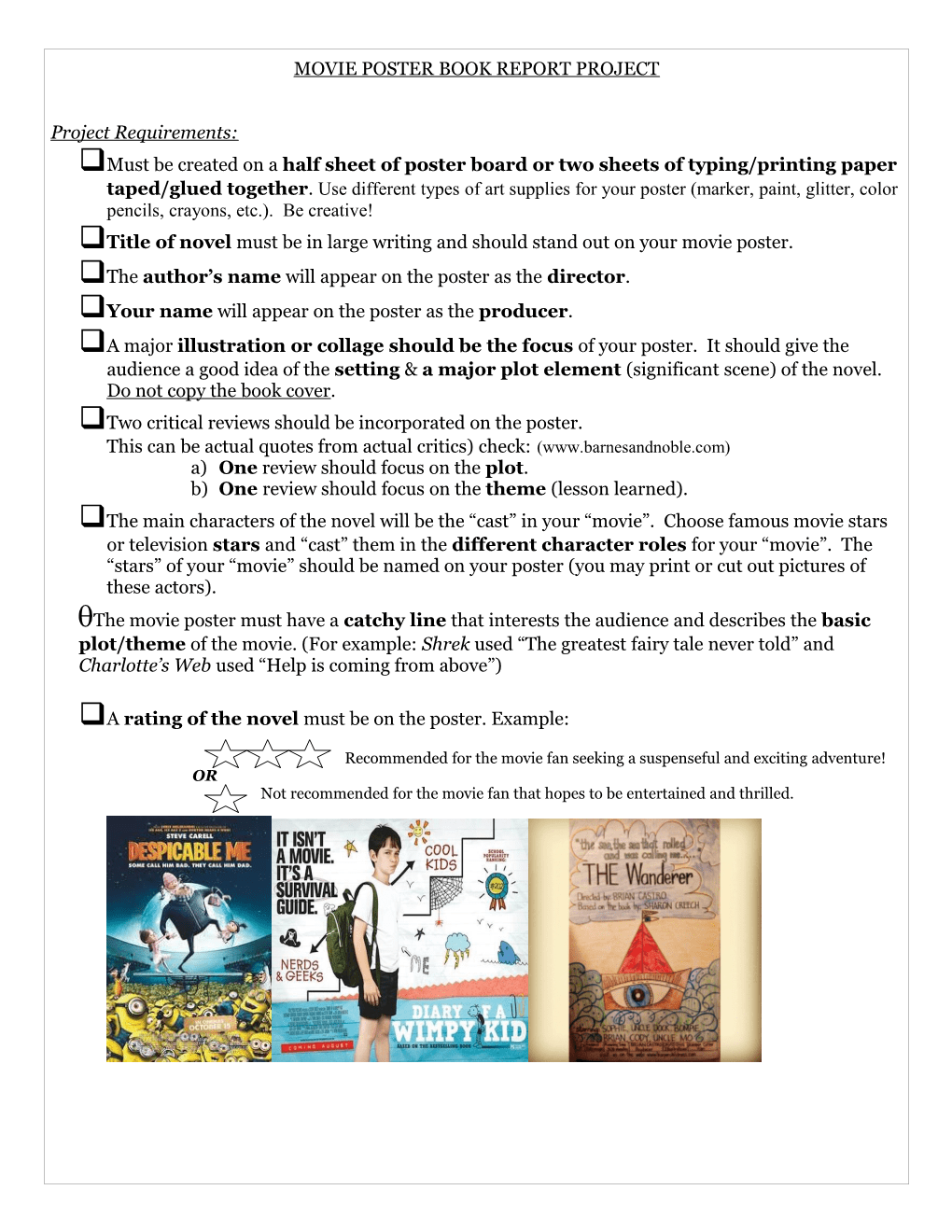 Movie Poster Book Report Project DocsLib