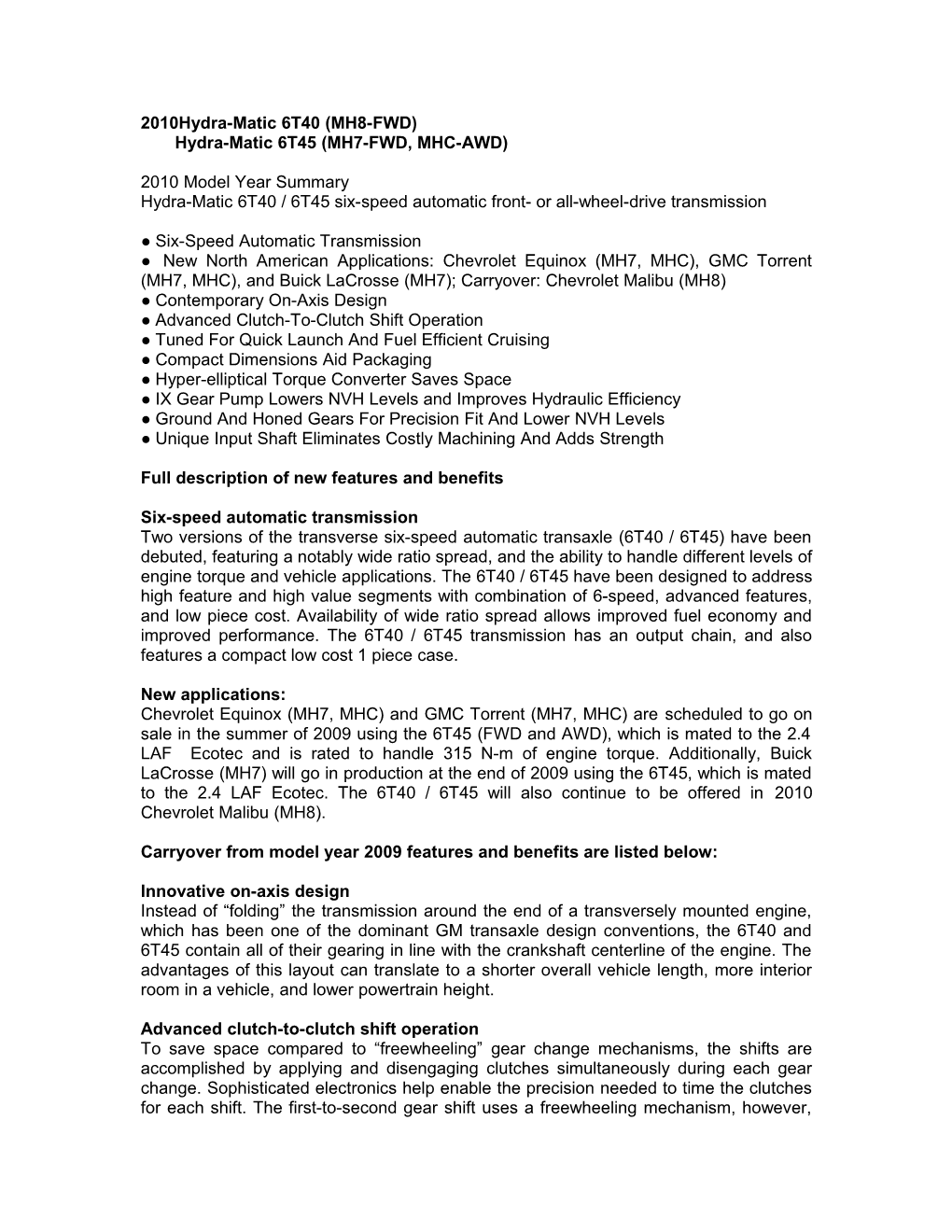 Hydra-Matic 6T40/45 Transmission - DocsLib