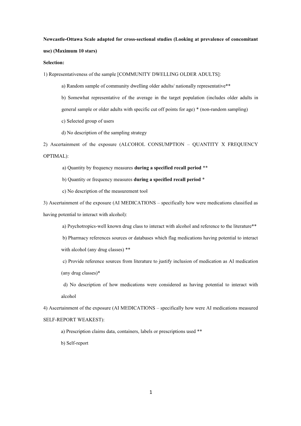 NewcastleOttawa Scale Customized for CrossSectional Studies Included