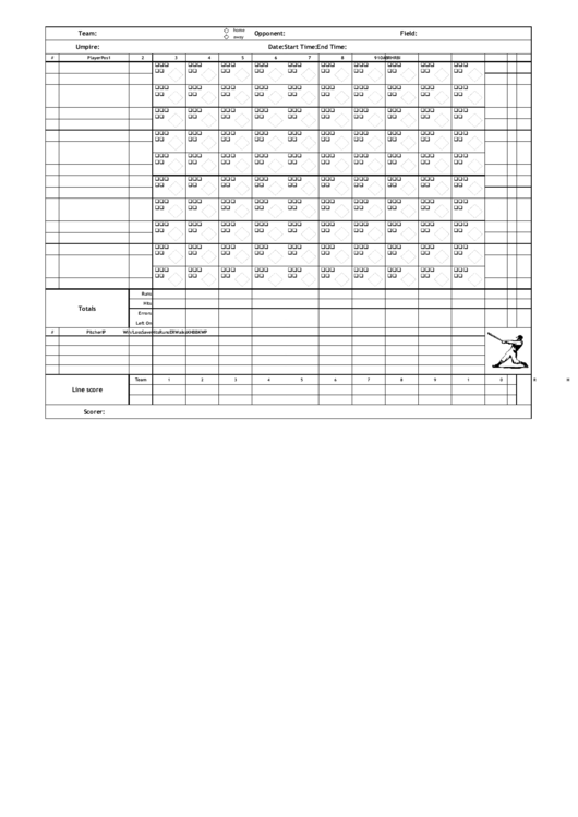 Baseball Score Sheet printable pdf download