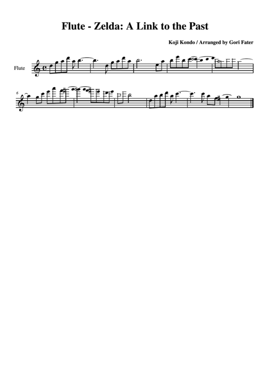 Flute Zelda A Link To The Past By K Kondo printable pdf download