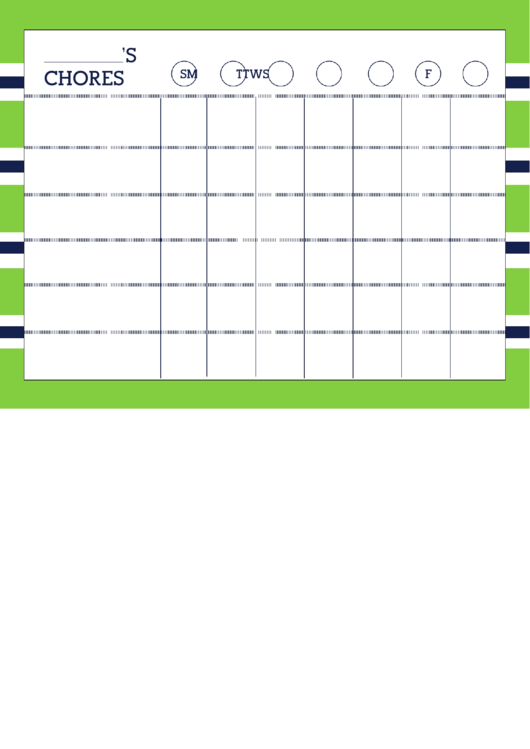 Chore Chart For Teenagers printable pdf download