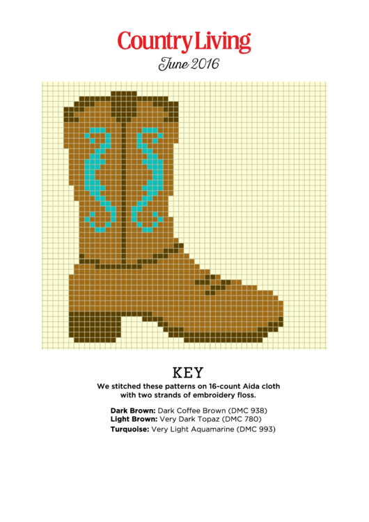 Country Living CrossStitch Pattern Boot printable pdf download
