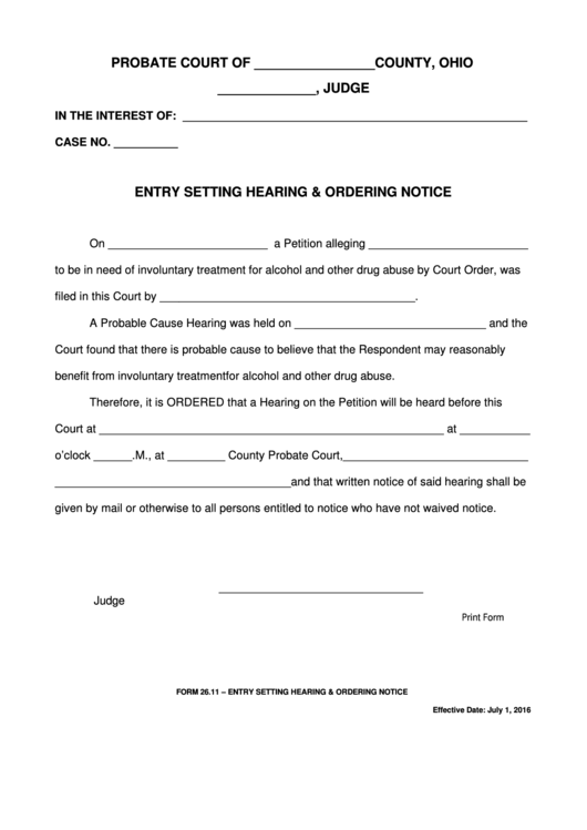 Fillable Ohio Probate Form printable pdf download