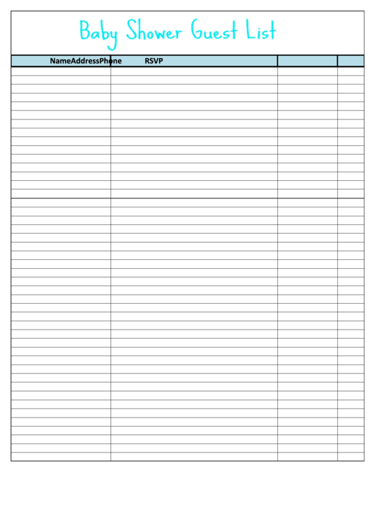 Baby Shower Gift List Template printable pdf download