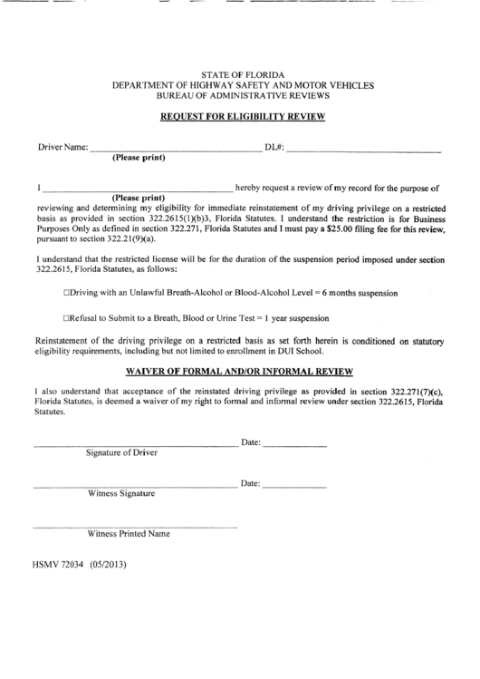 Request For Eligibility Review printable pdf download
